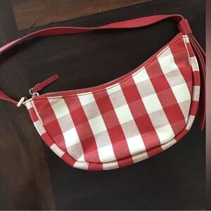 Kate Spade Small Smile Red Gingham Baguette